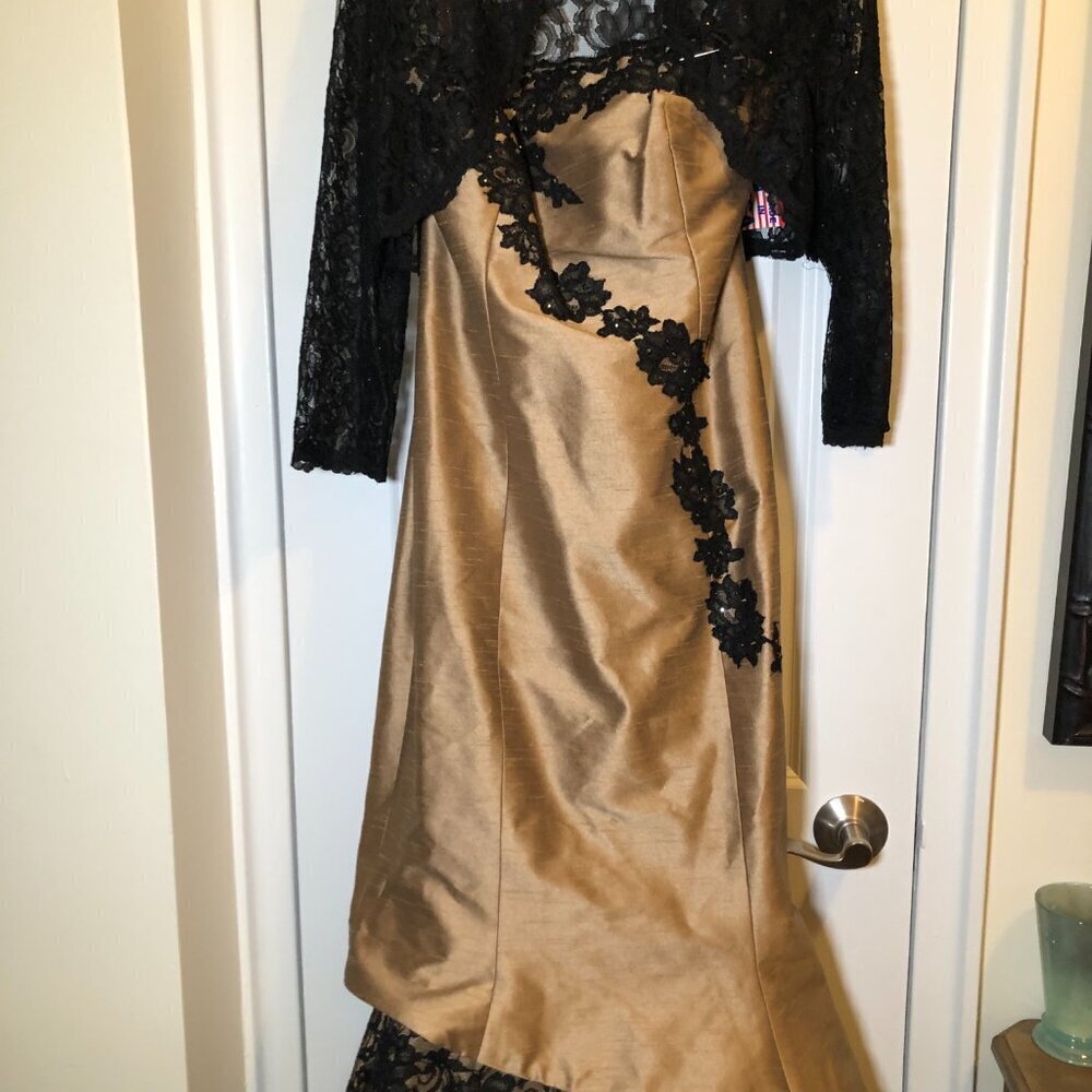 Ideas by Barbara Long Gown Style#5802 Copper and Black Size M NWT - Picture 3 of 11